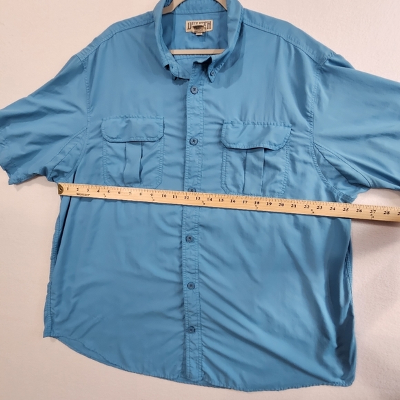 Duluth Trading Mens Shirt 2XL Bright Blue 100% Nylon Short‎ Sleeve - Picture 7 of 8